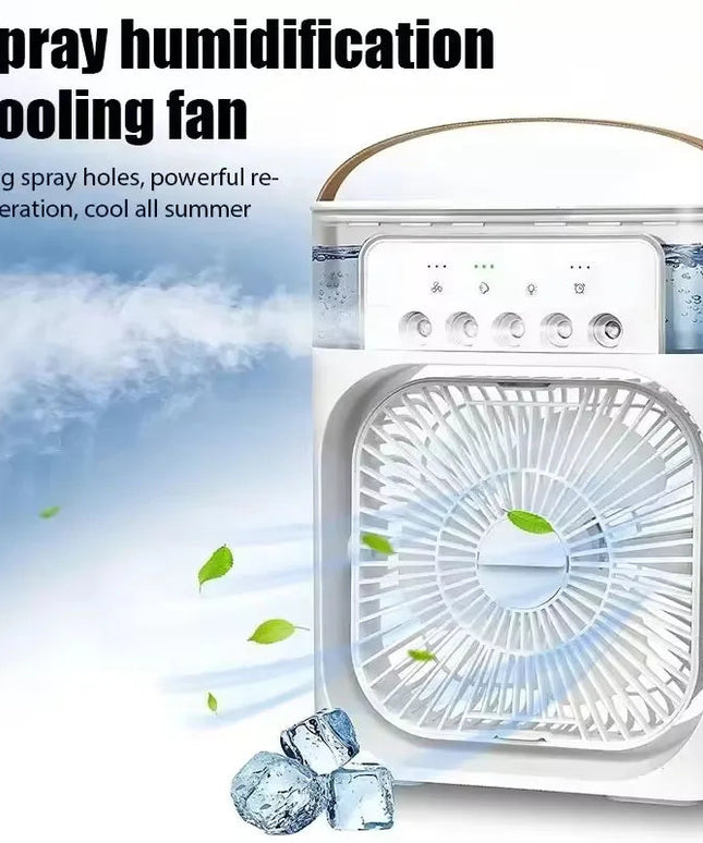 Summer Cooling Fan 3 In 1 Portable Desktop Humidifier USB Mini Air Conditioners Night Light Water Mist For Home, Office NexivoEdge