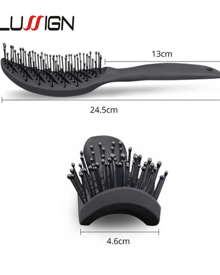 Styling Curly Hair Brush Salon Massager Comb Brush Detangling Drying Brush Anti Static Curved Vent Brush Scalp Massage Comb NexivoEdge