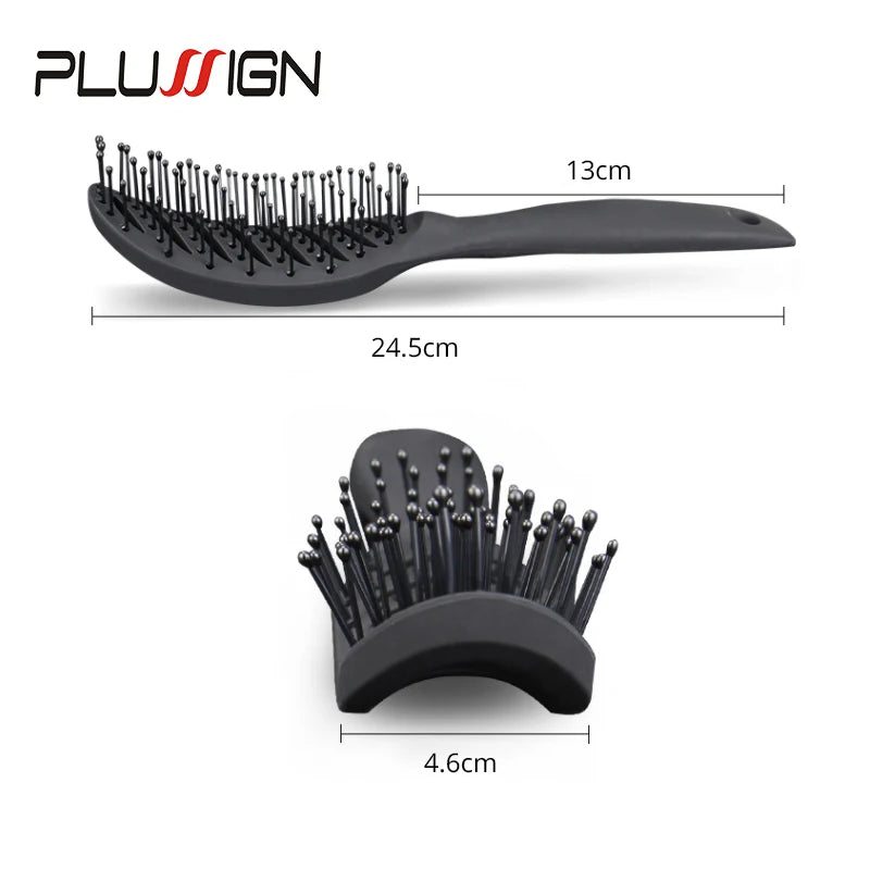 Styling Curly Hair Brush Salon Massager Comb Brush Detangling Drying Brush Anti Static Curved Vent Brush Scalp Massage Comb NexivoEdge