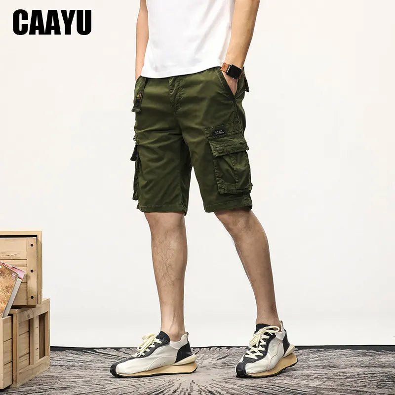 CAAYU Summer Mens Cargo Tactical Short Pants Multi - pocket Shorts Men Oversize Clothing Casual Fashion Jogger Outdoor Khaki Pants - NexivoEdge