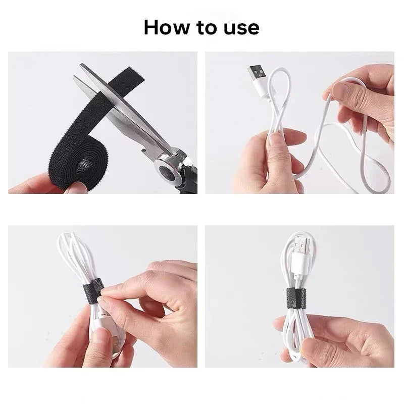 Wholesale 2/5M/Roll 12mm Width Cable Organizer USB Cable Winder Management nylon Free Cut Ties Mouse earphone Cord cable ties NexivoEdge