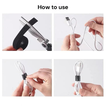 Wholesale 2/5M/Roll 12mm Width Cable Organizer USB Cable Winder Management nylon Free Cut Ties Mouse earphone Cord cable ties NexivoEdge