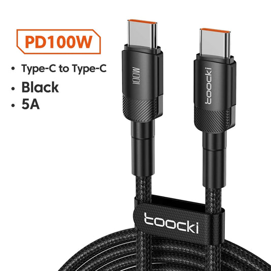 Toocki 100W USB Type C To USB C Cable PD 3.0 Fast Charging Charger Type-C Wire Cord For Macbook Samsung Xiaomi USB-C Cable 1M 2M NexivoEdge