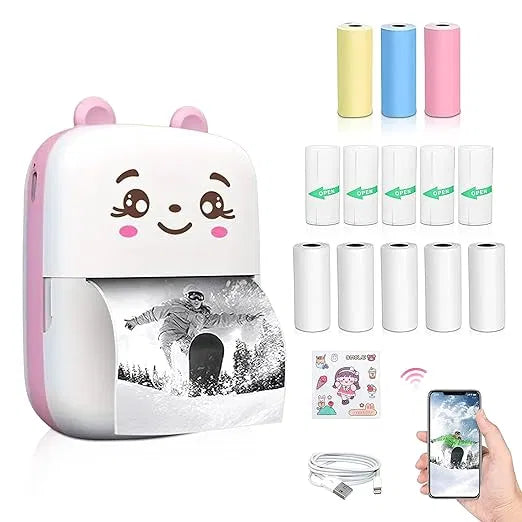 Bluetooth Mini Printer for Students | Inkless Wireless Thermal Printer (Black & White) | Portable Ink Free Printer for Android & iOS | 1200mAh Rechargeable Battery 22927