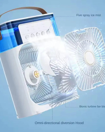 Summer Cooling Fan 3 In 1 Portable Desktop Humidifier USB Mini Air Conditioners Night Light Water Mist For Home, Office NexivoEdge
