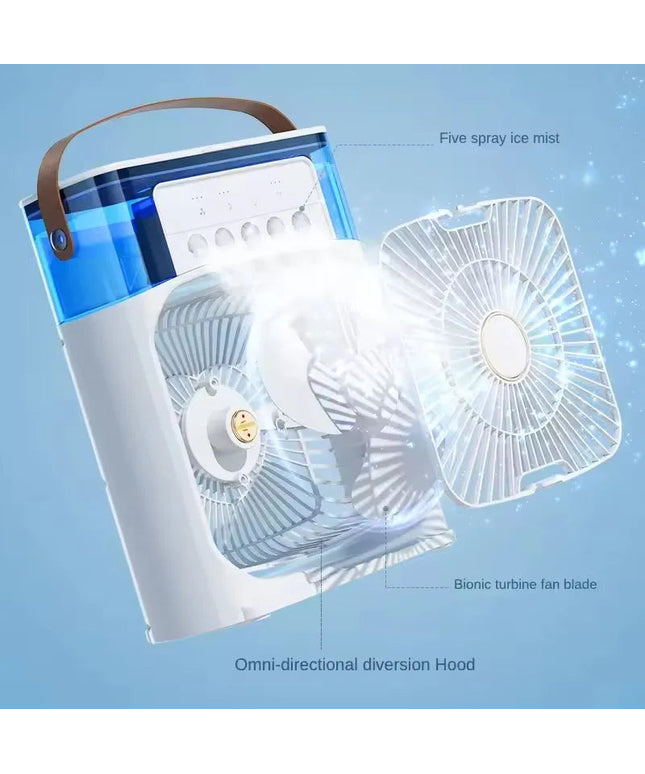 Summer Cooling Fan 3 In 1 Portable Desktop Humidifier USB Mini Air Conditioners Night Light Water Mist For Home, Office NexivoEdge