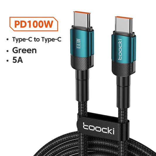 Toocki 100W USB Type C To USB C Cable PD 3.0 Fast Charging Charger Type-C Wire Cord For Macbook Samsung Xiaomi USB-C Cable 1M 2M NexivoEdge