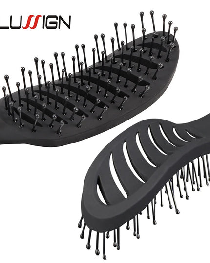 Styling Curly Hair Brush Salon Massager Comb Brush Detangling Drying Brush Anti Static Curved Vent Brush Scalp Massage Comb NexivoEdge