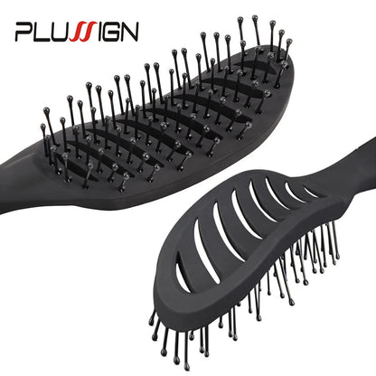 Styling Curly Hair Brush Salon Massager Comb Brush Detangling Drying Brush Anti Static Curved Vent Brush Scalp Massage Comb NexivoEdge