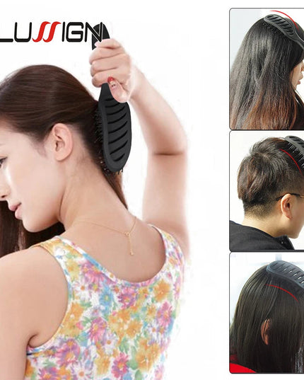 Styling Curly Hair Brush Salon Massager Comb Brush Detangling Drying Brush Anti Static Curved Vent Brush Scalp Massage Comb NexivoEdge