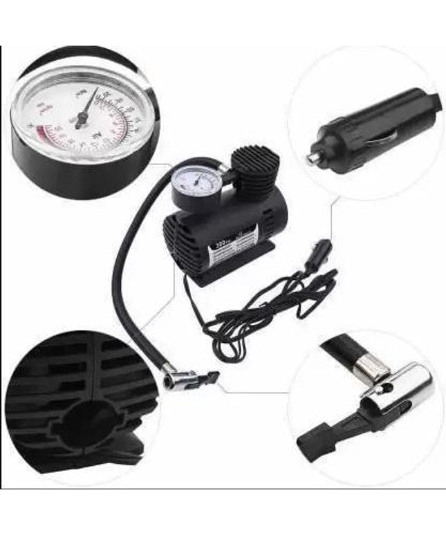 Electric Air Compressor Inflator Pump for car, Bike, tubeless tyre. 12V 300 PSI air Pump for Bicycle, Football, Basketball - Nexivo