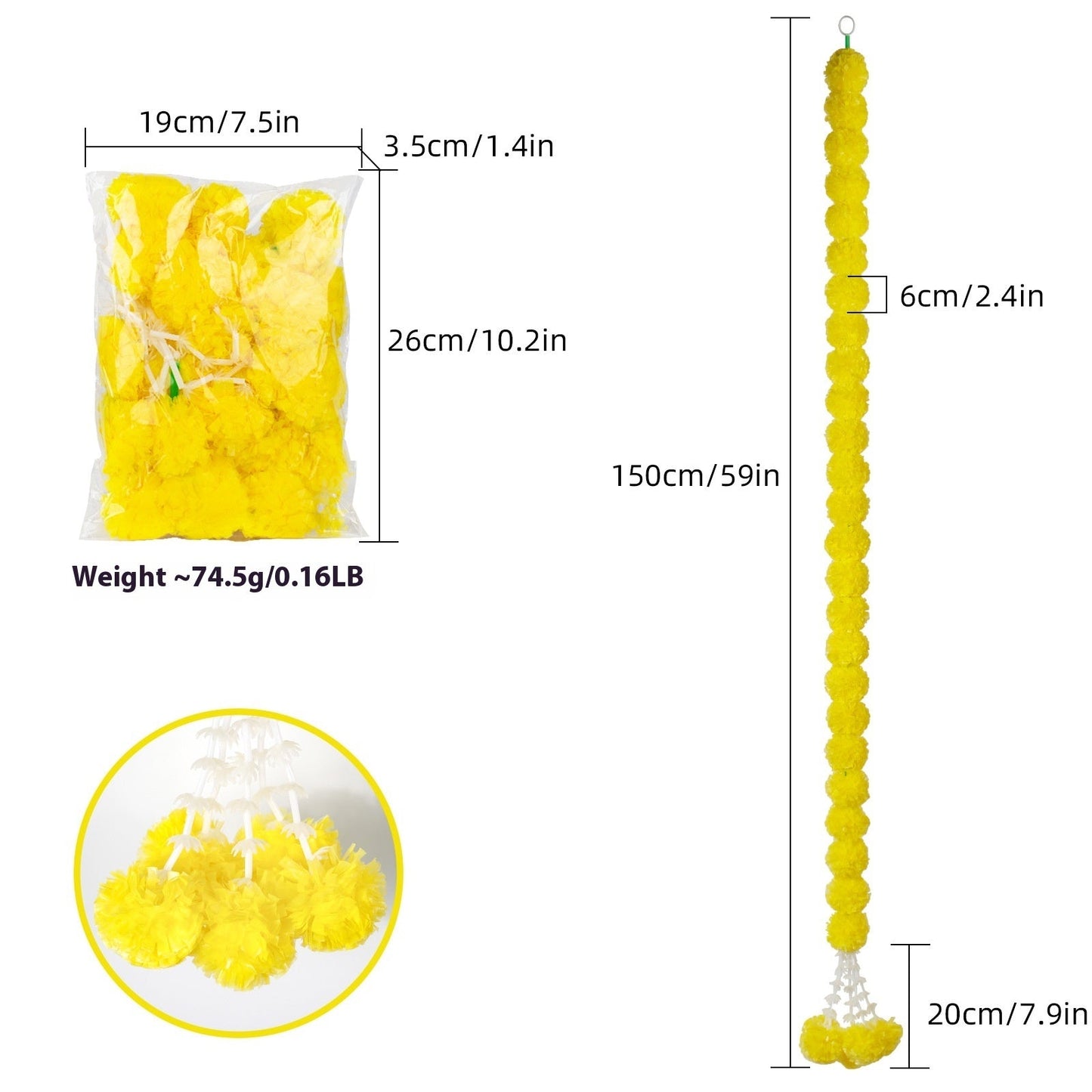 Diwali French Marigold Halloween Day Of The Dead Wedding Flower Strip NexivoEdge