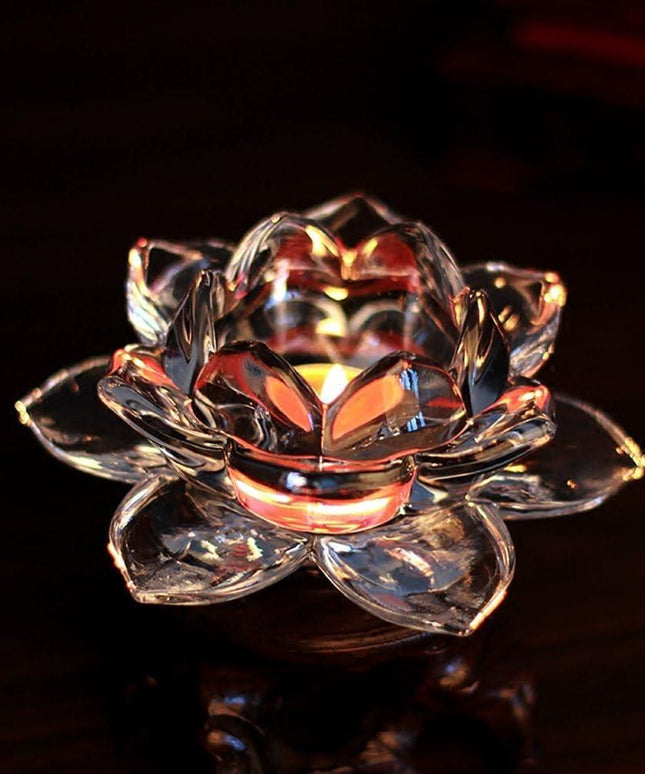 Glass Lotus Flower Tea Light Candle Holder Set - Nexivo