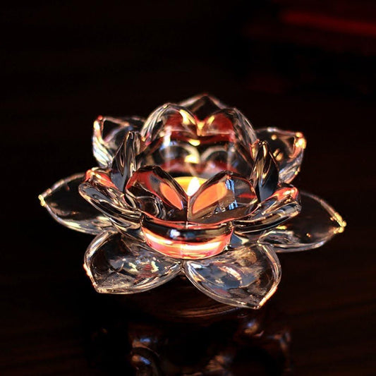 Glass Lotus Flower Tea Light Candle Holder Set - Nexivo
