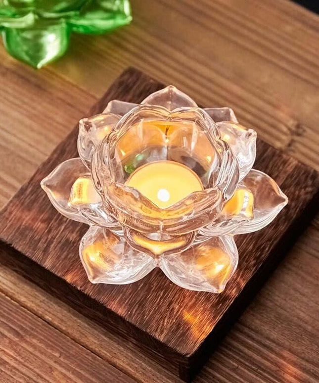 Glass Lotus Flower Tea Light Candle Holder Set - Nexivo