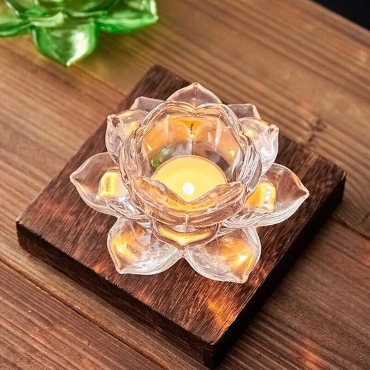Glass Lotus Flower Tea Light Candle Holder Set - Nexivo