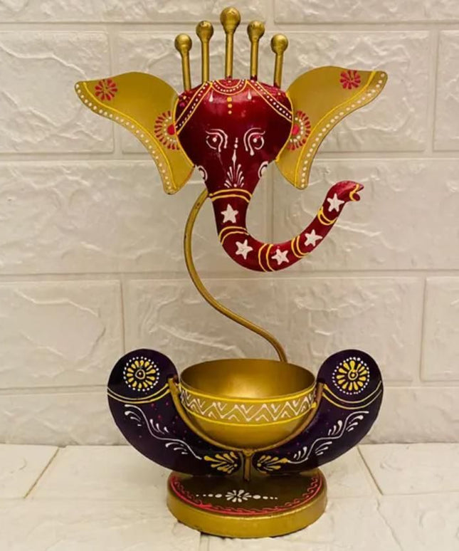 Intricately Crafted Spiritual Decor Ganesha with Tealight Candle Holder - Nexivo