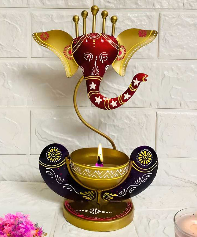 Intricately Crafted Spiritual Decor Ganesha with Tealight Candle Holder - Nexivo