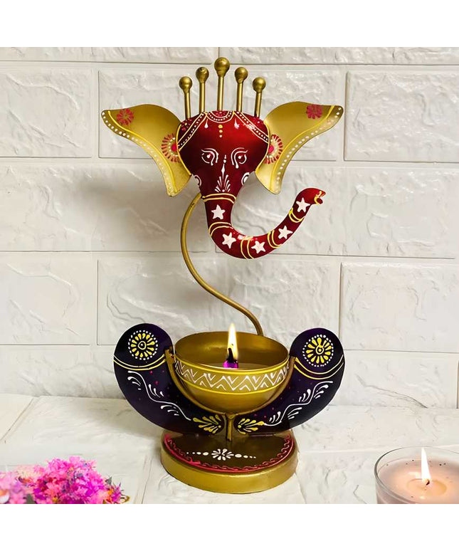 Intricately Crafted Spiritual Decor Ganesha with Tealight Candle Holder - Nexivo