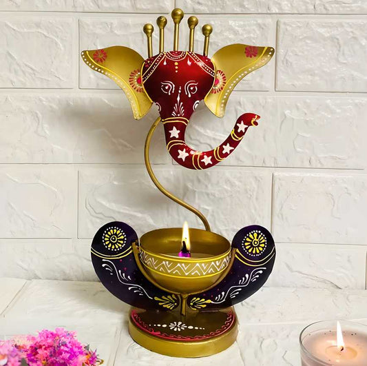 Intricately Crafted Spiritual Decor Ganesha with Tealight Candle Holder - Nexivo
