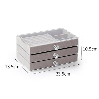 Jewellery Storage Box 3 Layer With Velvet Interior Display - NexivoEdge