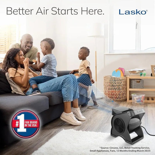 Portable Utility Fan, 12” 289 CFM Pivoting High Velocity Air Mover Blower Fan, 3 Speeds, 2 Accessory Outlets 120V, Black - NexivoEdge