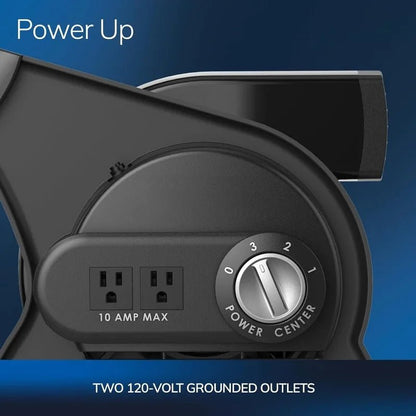 Portable Utility Fan, 12” 289 CFM Pivoting High Velocity Air Mover Blower Fan, 3 Speeds, 2 Accessory Outlets 120V, Black - NexivoEdge